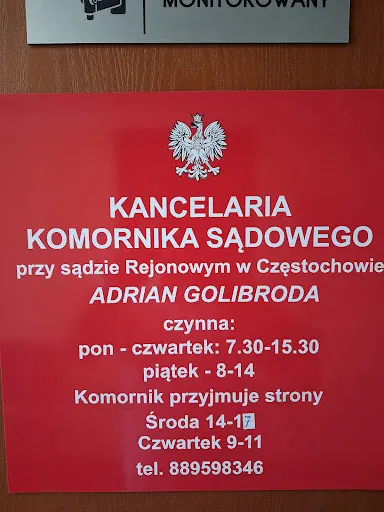 Komornik Sądowy przy Sądzie Rejonowym w Częstochowie Adrian Golibroda Kancelaria Komornicza nr VII
